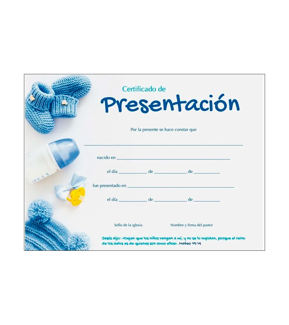 Certificado de Presentacion Niño - Pack x20 | Libreria Peniel