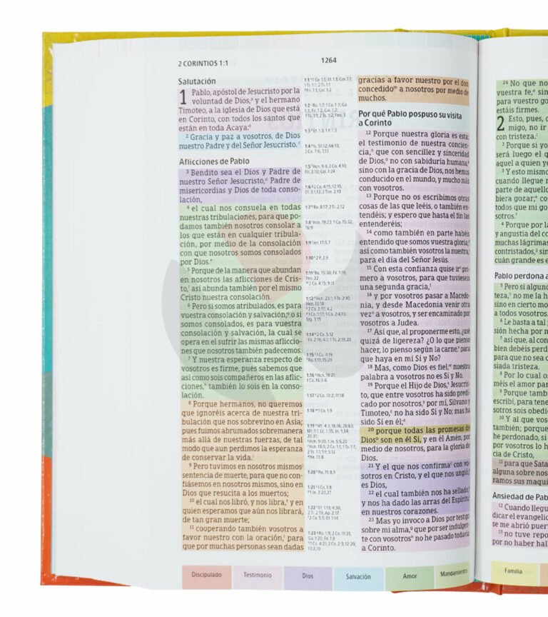 Biblia RV1960 De Estudio Arcoiris - Tapa Dura Multicolor | Libreria Peniel