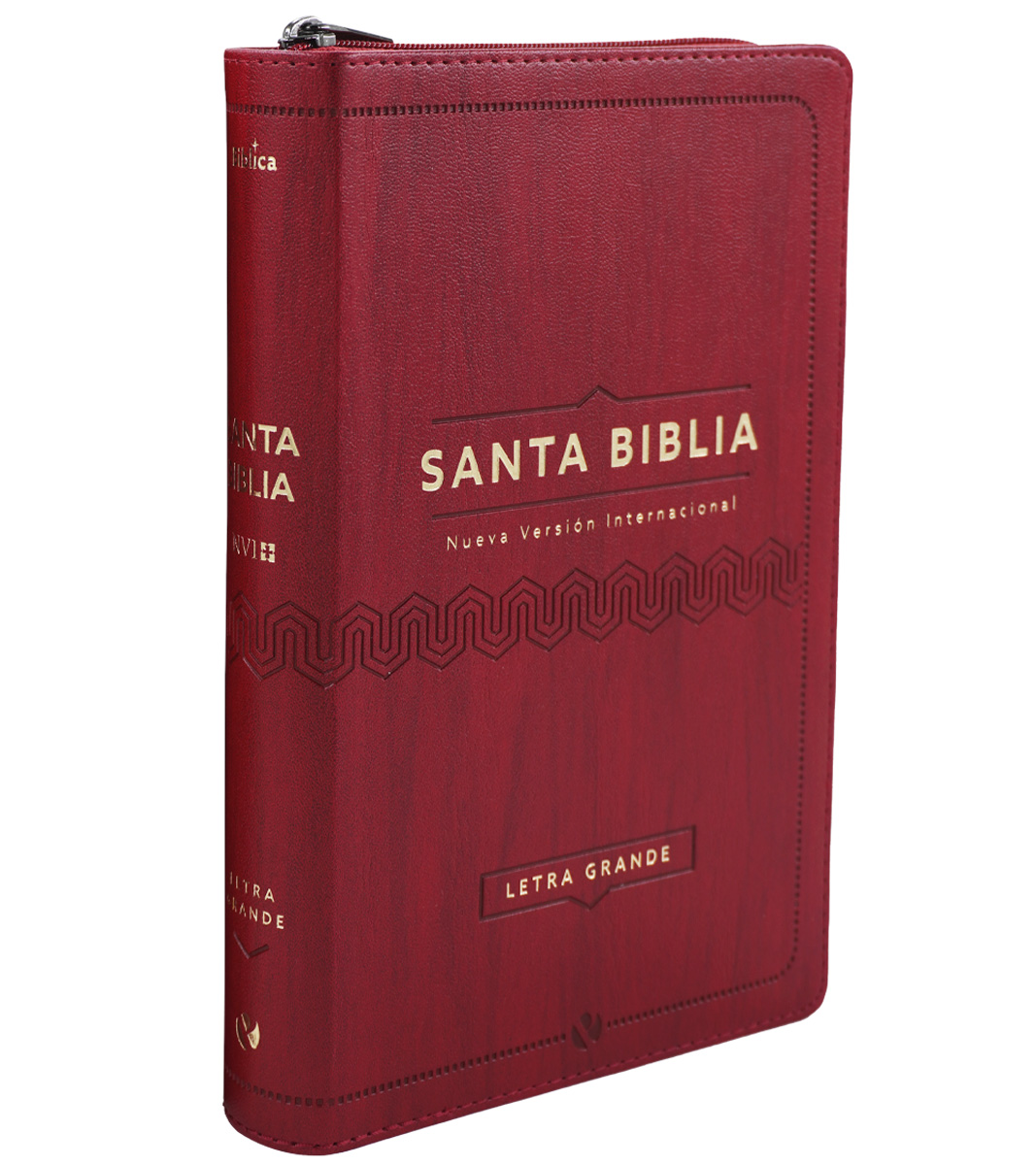 Santa Biblia NVI Letra Grande Tamaño Manual Con Cierre Cuero Ecologico Vino Libreria Peniel