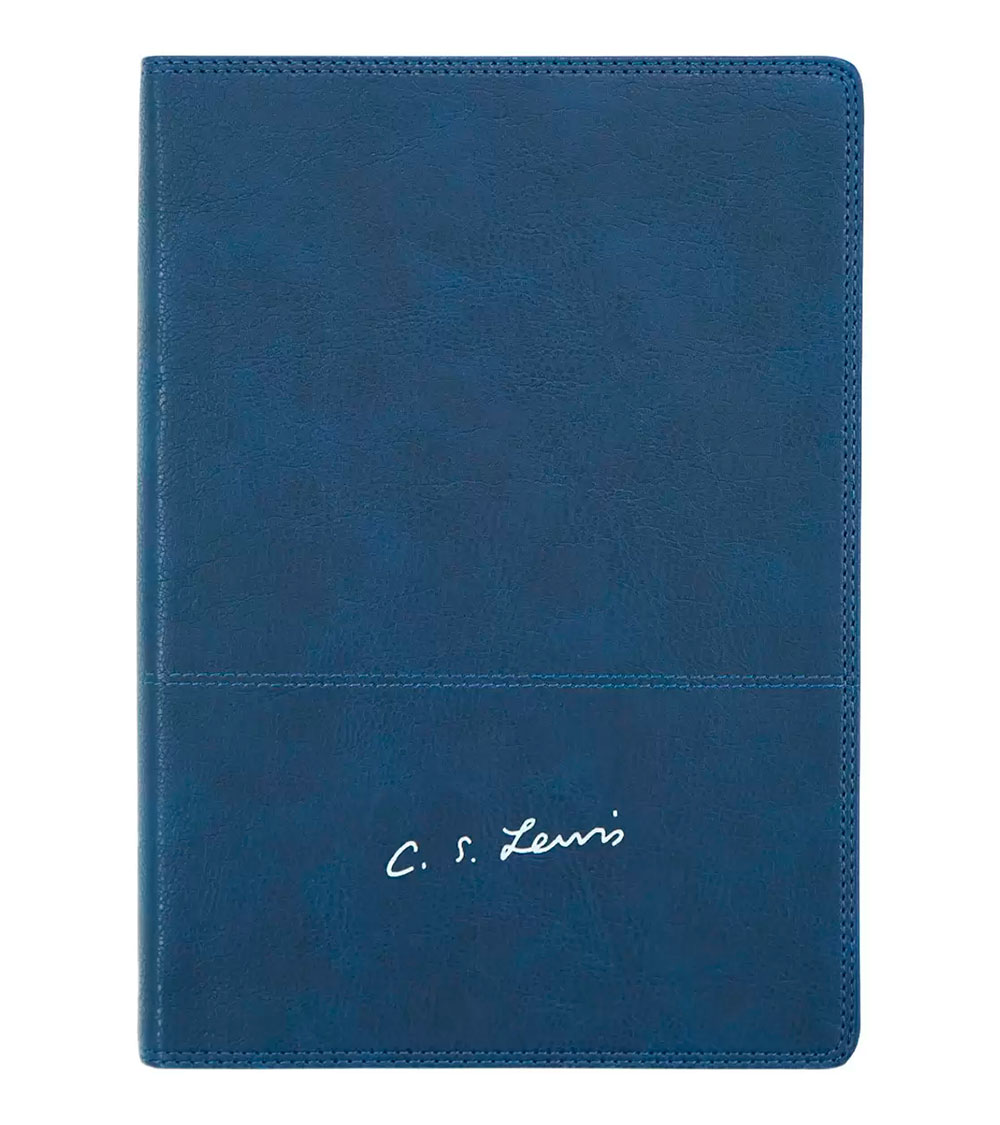 Biblia de Estudio C. S. Lewis RVR con Reflexiones Piel Azul Interior a Dos Colores