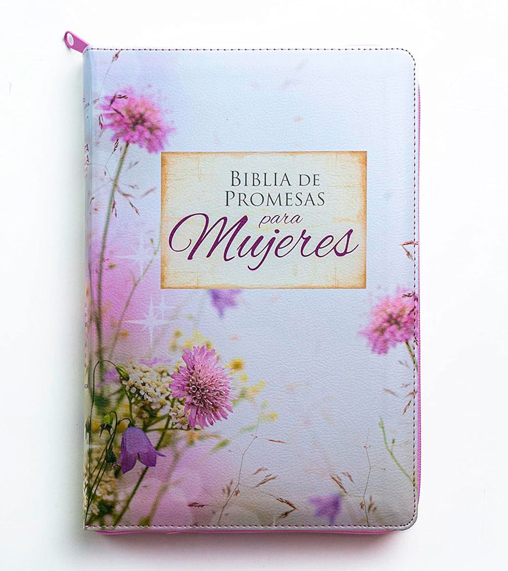 Santa Biblia de Promesas Reina Valera 1960 - Letra Gigante - Imitacion Piel con Cierre Indice - Floral