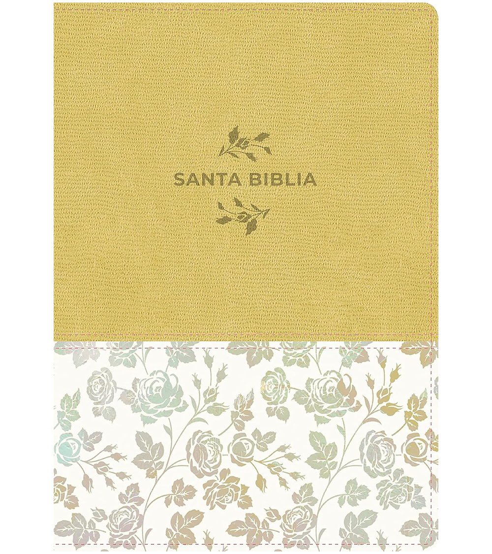 Santa Biblia letra grande - NTV - Edición de referencia ultrafina - Imitacion Crema Flores