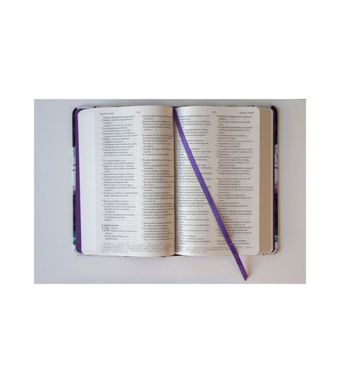 Biblia Letra Grande Tamaño Manual - RVR 1960 Tapa Dura Morado Flores - Image 2