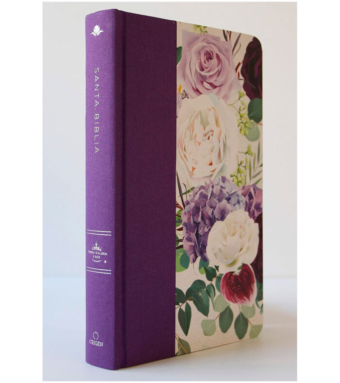 Biblia Letra Grande Tamaño Manual - RVR 1960 Tapa Dura Morado Flores - Image 5