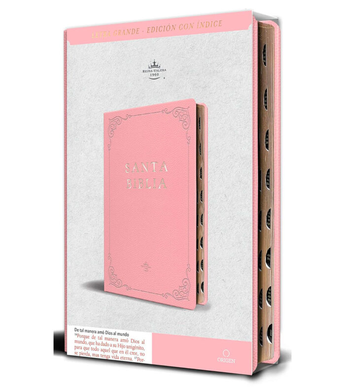 Biblia RVR 1960 Letra Grande Tamaño Manual Con Indice - Imitacion Piel Rosado