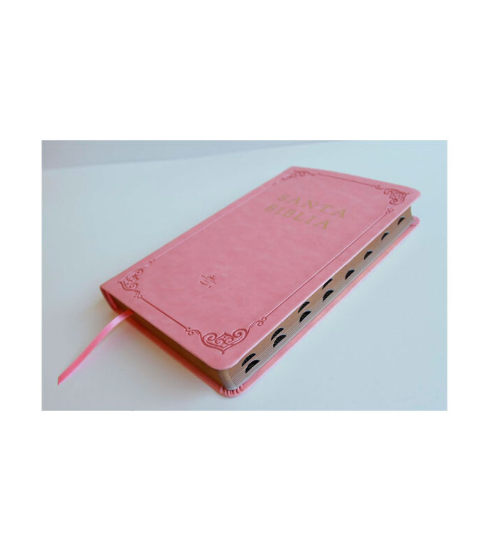 Biblia RVR 1960 Letra Grande Tamaño Manual Con Indice - Imitacion Piel Rosado - Image 3