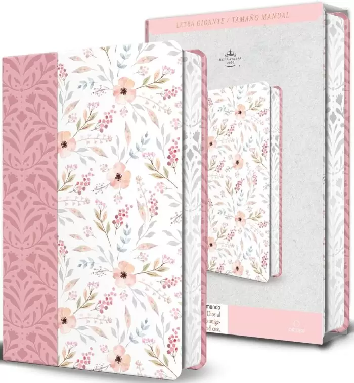 Biblia RVR 1960 Letra Gigante Tamaño Manual – Imitacion Piel Rosado Flores