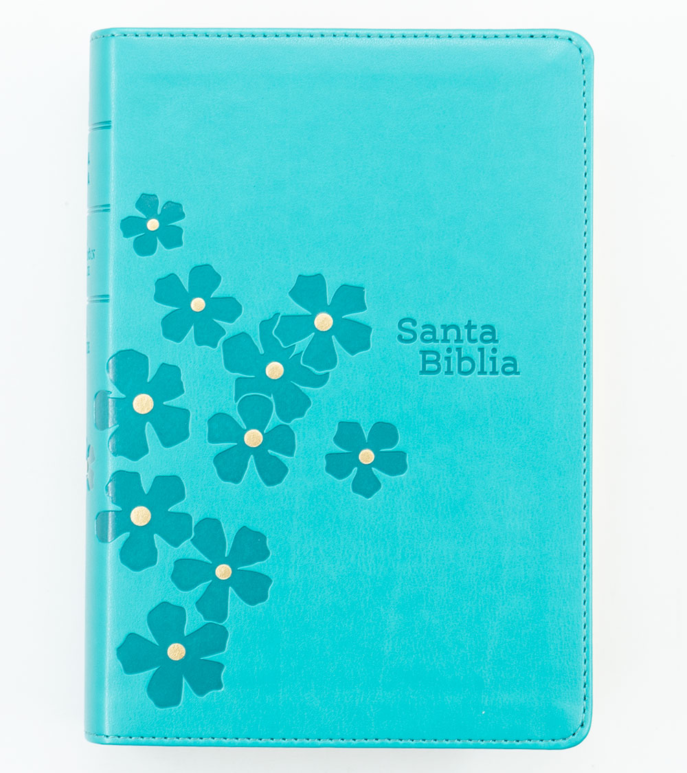 Santa Biblia NTV Letra Grande Compacta – Imitacion Turquesa Floral