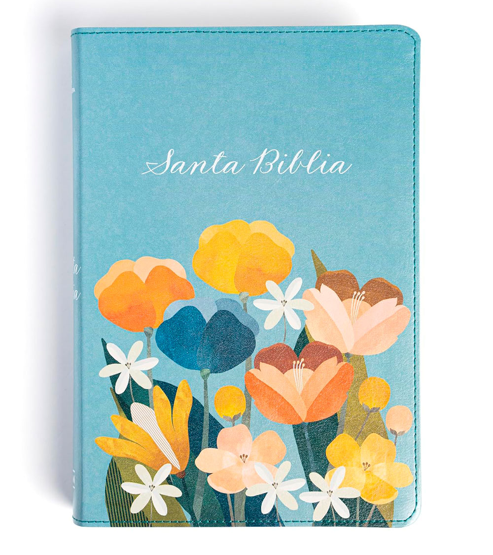 Biblia Letra Grande RVR 1960 Tamaño Manual Edicion Especial – Imitacion Aqua Flores