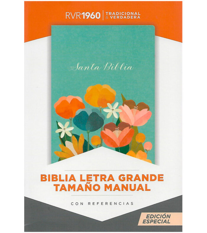 Biblia Letra Grande RVR 1960 Tamaño Manual Edicion Especial – Imitacion Aqua Flores - Image 2