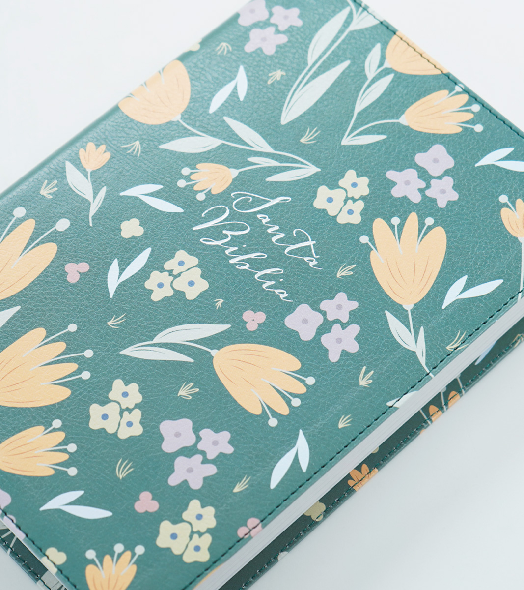 Biblia Letra Grande RVR 1960 Tamaño Manual Edicion Especial – Imitacion Floral Verde - Image 3