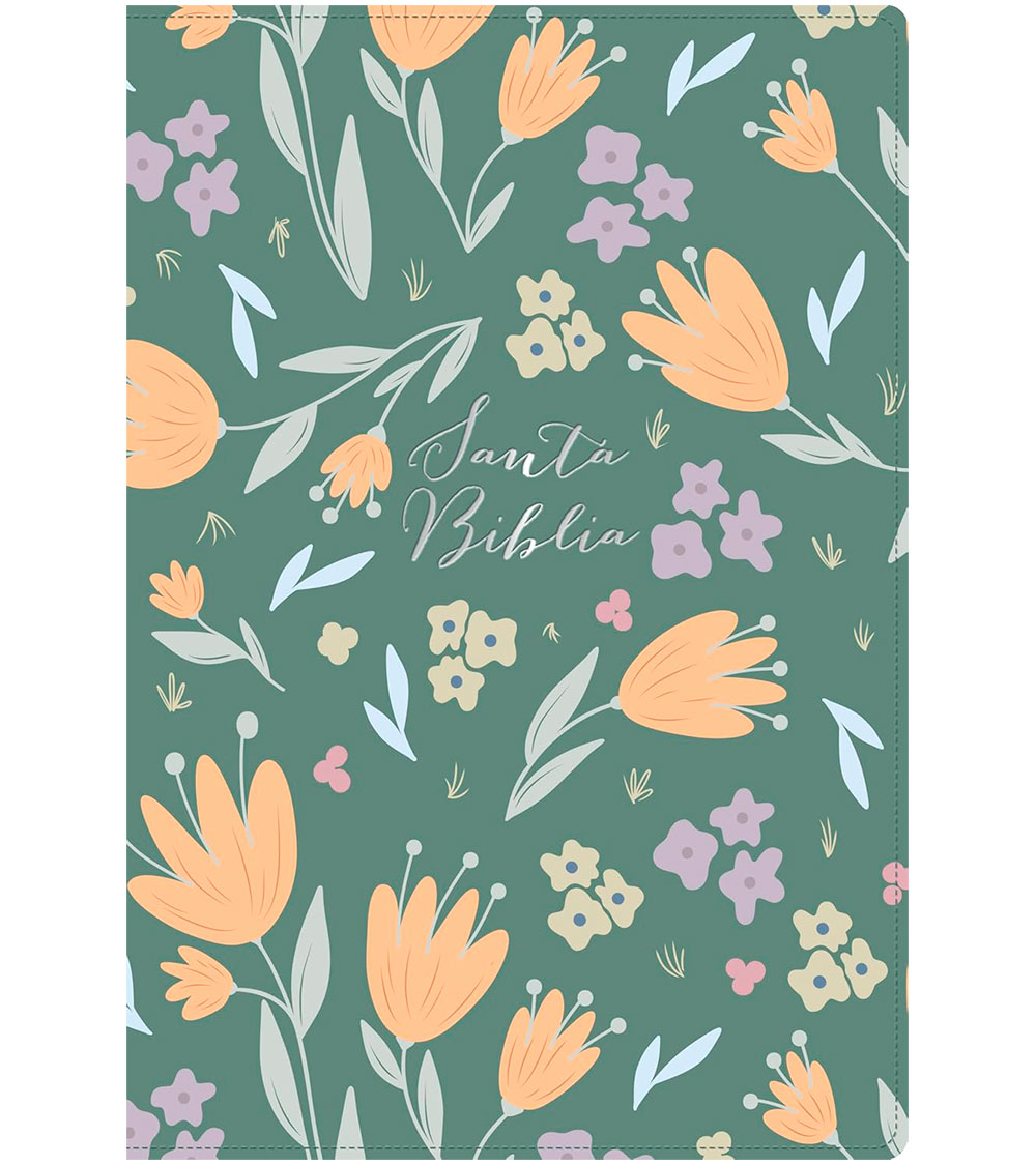 Biblia Letra Grande RVR 1960 Tamaño Manual Edicion Especial – Imitacion Floral Verde