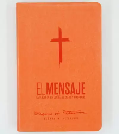 Biblia El Mensaje - Imitacion Piel Naranja