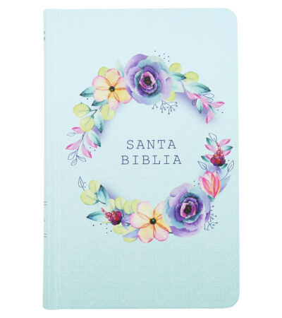 Biblia Letra Grande Tamaño Manual – RVR 1960 Tapa Dura Flores Azul