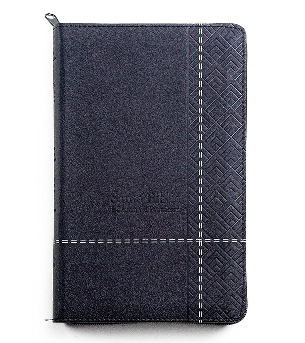Santa Biblia de Promesas Tamaño Manual RVR 1960 – Letra Grande – Con Cierre e Indice – Imitacion Piel Negro