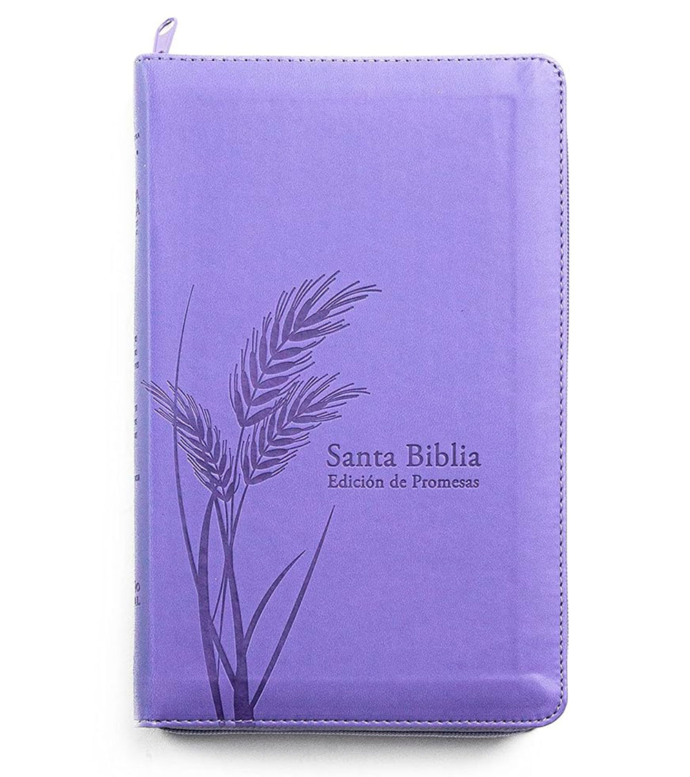 Santa Biblia de Promesas Tamaño Manual RVR 1960 – Letra Grande – Con Cierre e Indice – Imitacion Piel Lavanda
