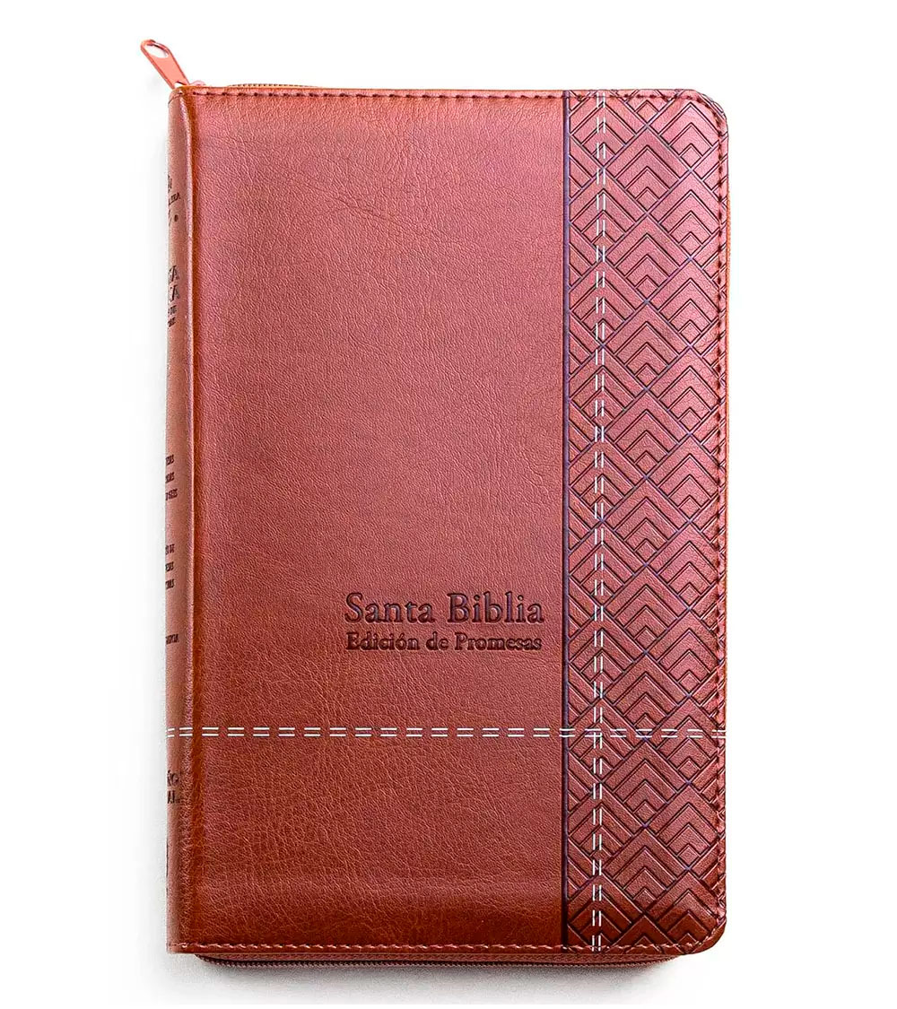 Santa Biblia de Promesas Tamaño Manual RVR 1960 – Letra Grande – Con Cierre e Indice – Imitacion Piel Cafe