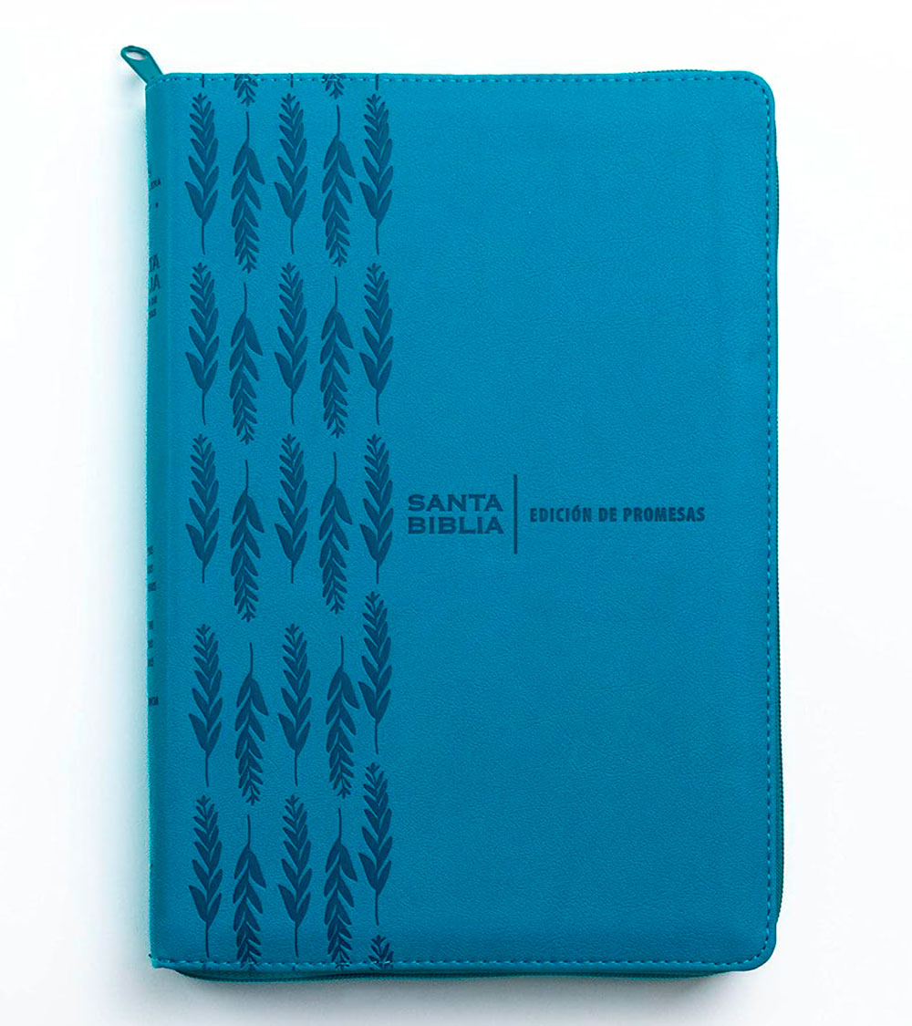 Santa Biblia de Promesas RVR 1960 – Letra Gigante – Con Cierre e Indice – Imitacion Piel Turquesa