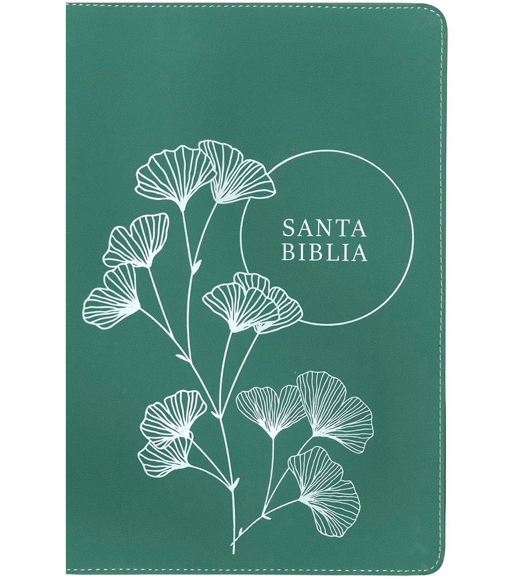 Santa Biblia Letra Grande Ultrafina NTV Con Cierre - Imitacion Verde Con Flores