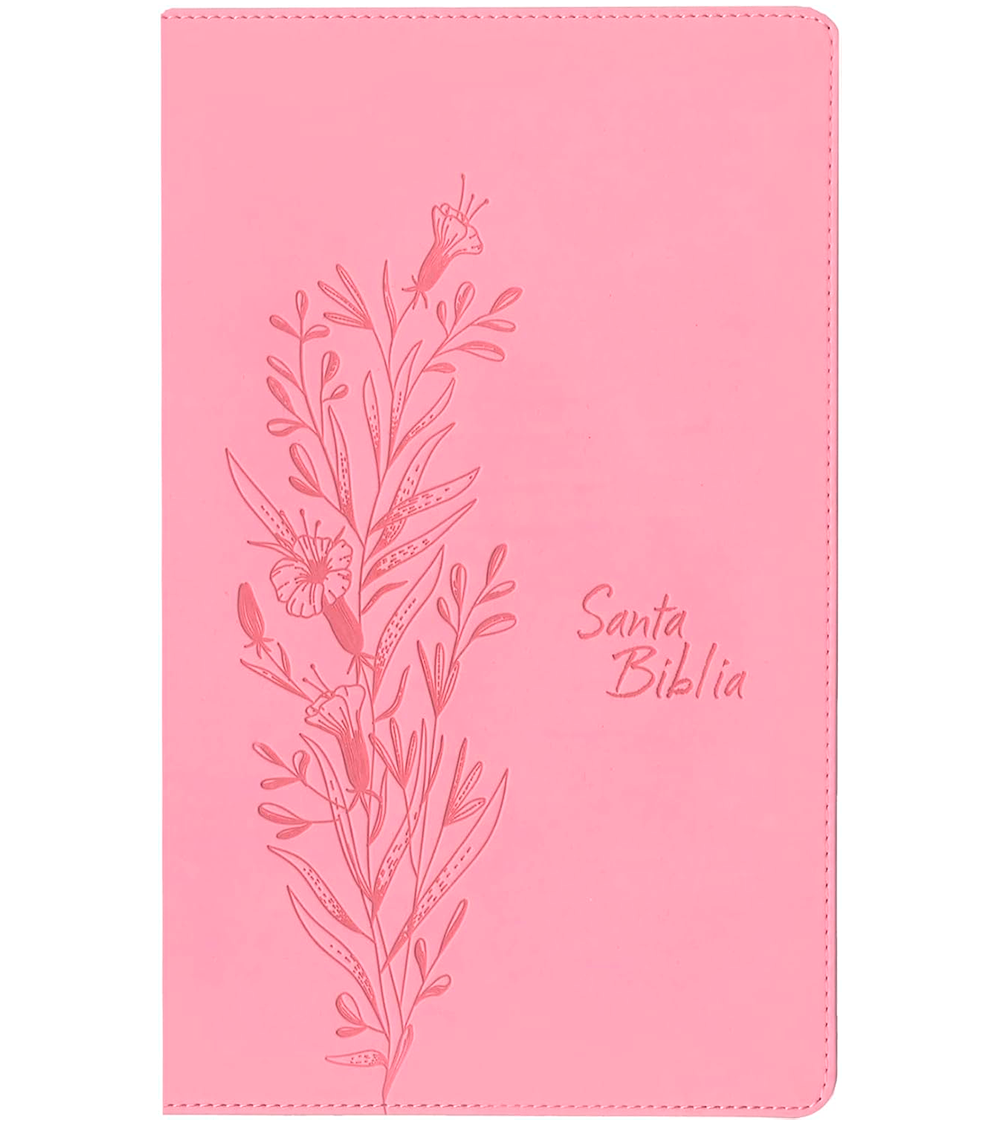 Santa Biblia Letra Grande Ultrafina NTV  – Imitacion Rosa Con Flores - Filament
