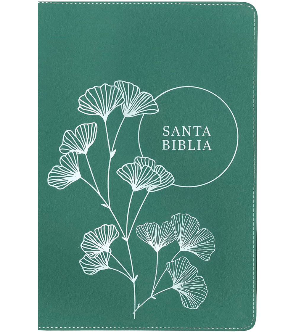Santa Biblia Letra Grande Ultrafina NTV Con Cierre - Imitacion Verde Con Flores