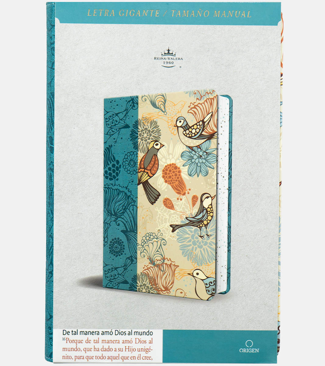 Biblia RVR 1960 Letra Gigante Tamaño Manual - Imitacion Piel Azul Pajaros - Image 6