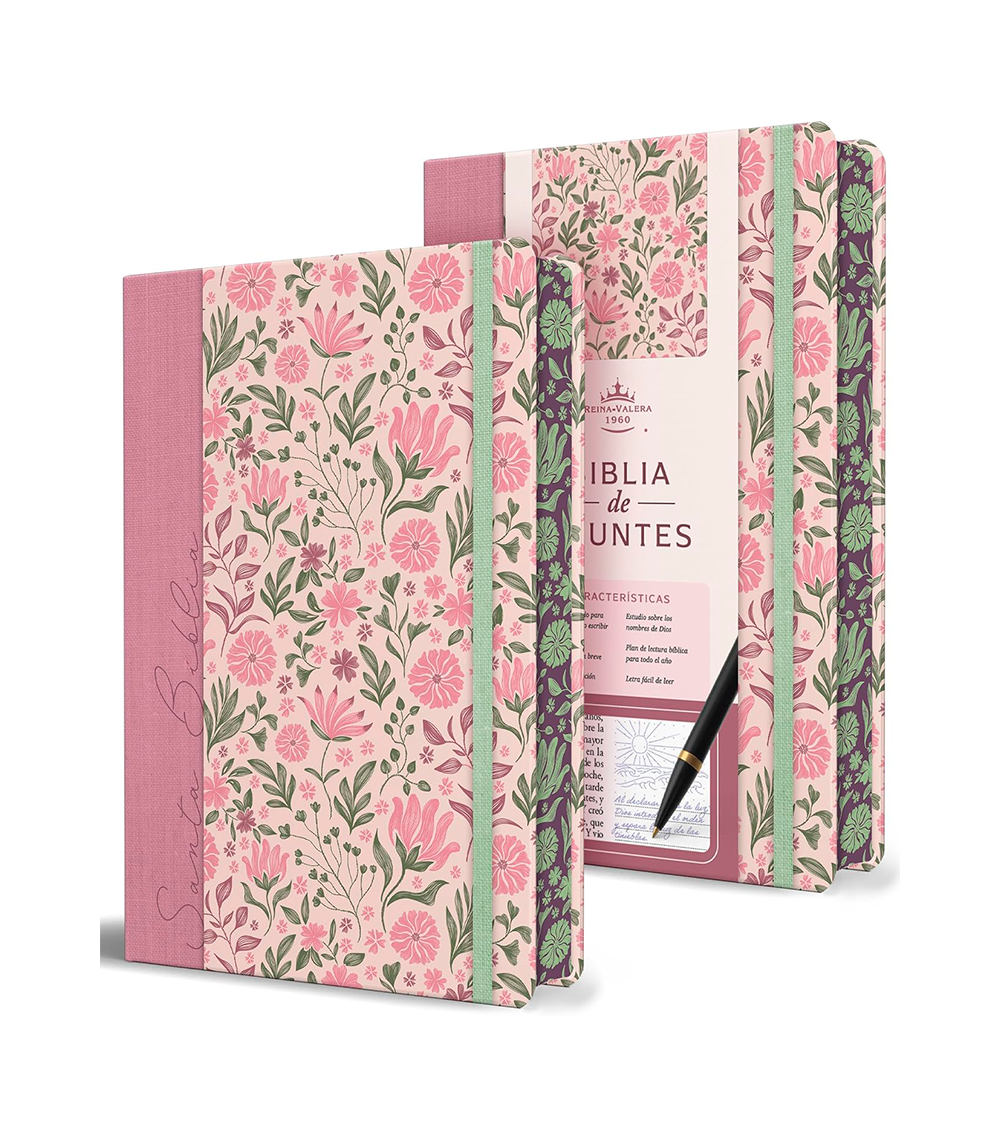 Biblia de Apuntes RVR 1960 - Tapa Dura Edicion Flores Rosa