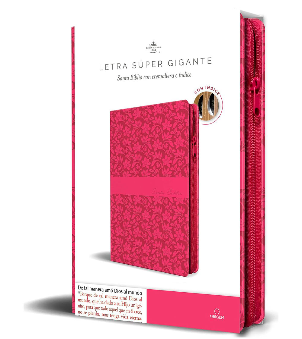 Biblia Letra Super Gigante - RV1960 Imitacion Piel Fucsia Con Cierre e Indice