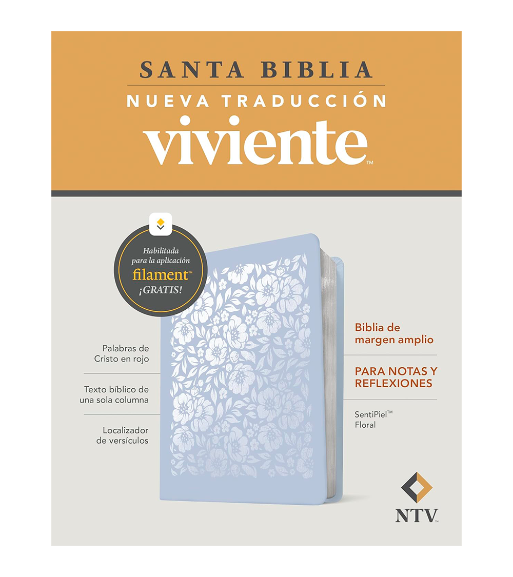 Santa Biblia De Apuntes NTV – Imitacion Piel Celeste Flores - Filament - Image 3