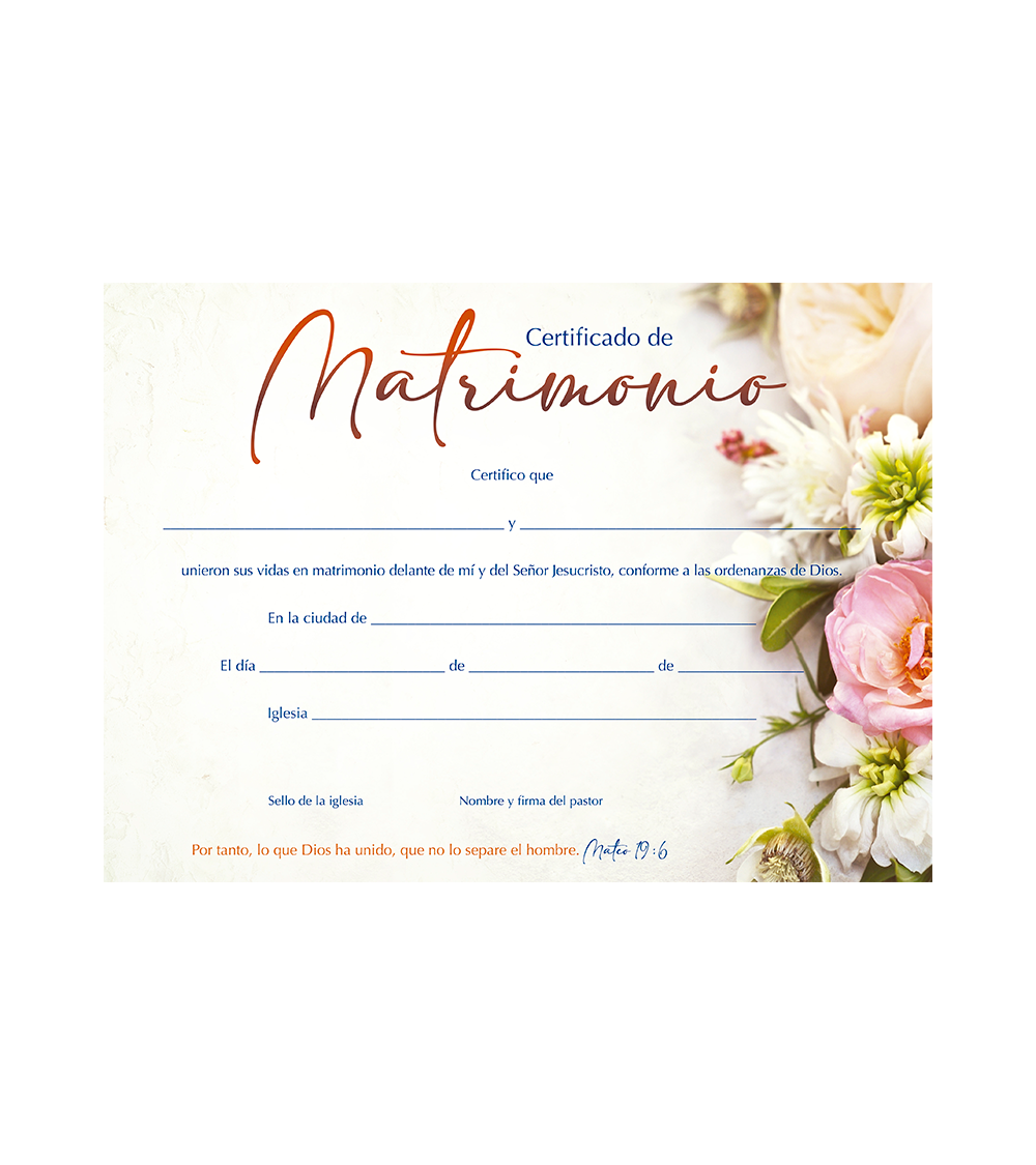Certificado De Matrimonio Flores - Pack x20