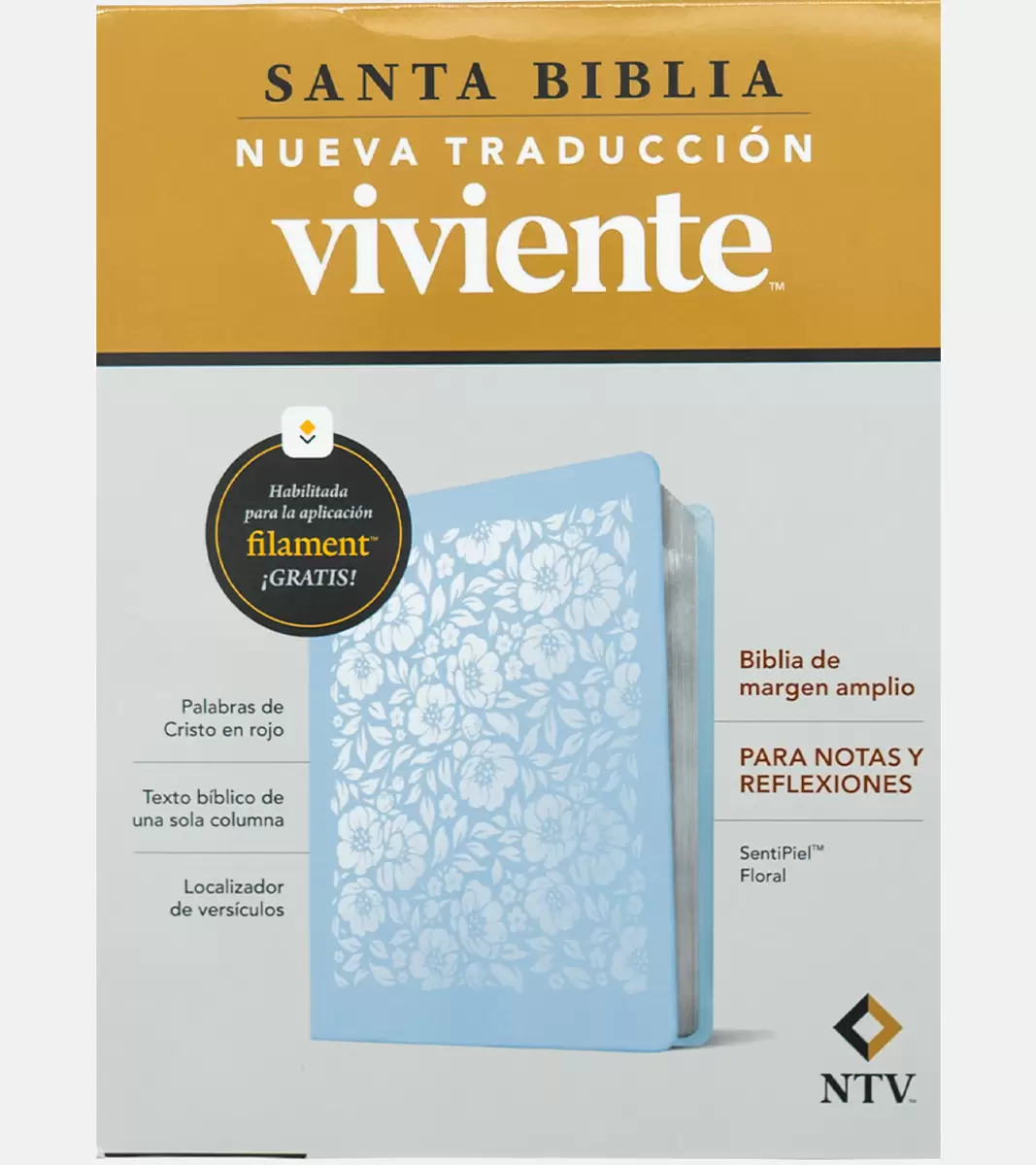 Santa Biblia De Apuntes NTV – Imitacion Piel Celeste Flores - Filament - Image 2
