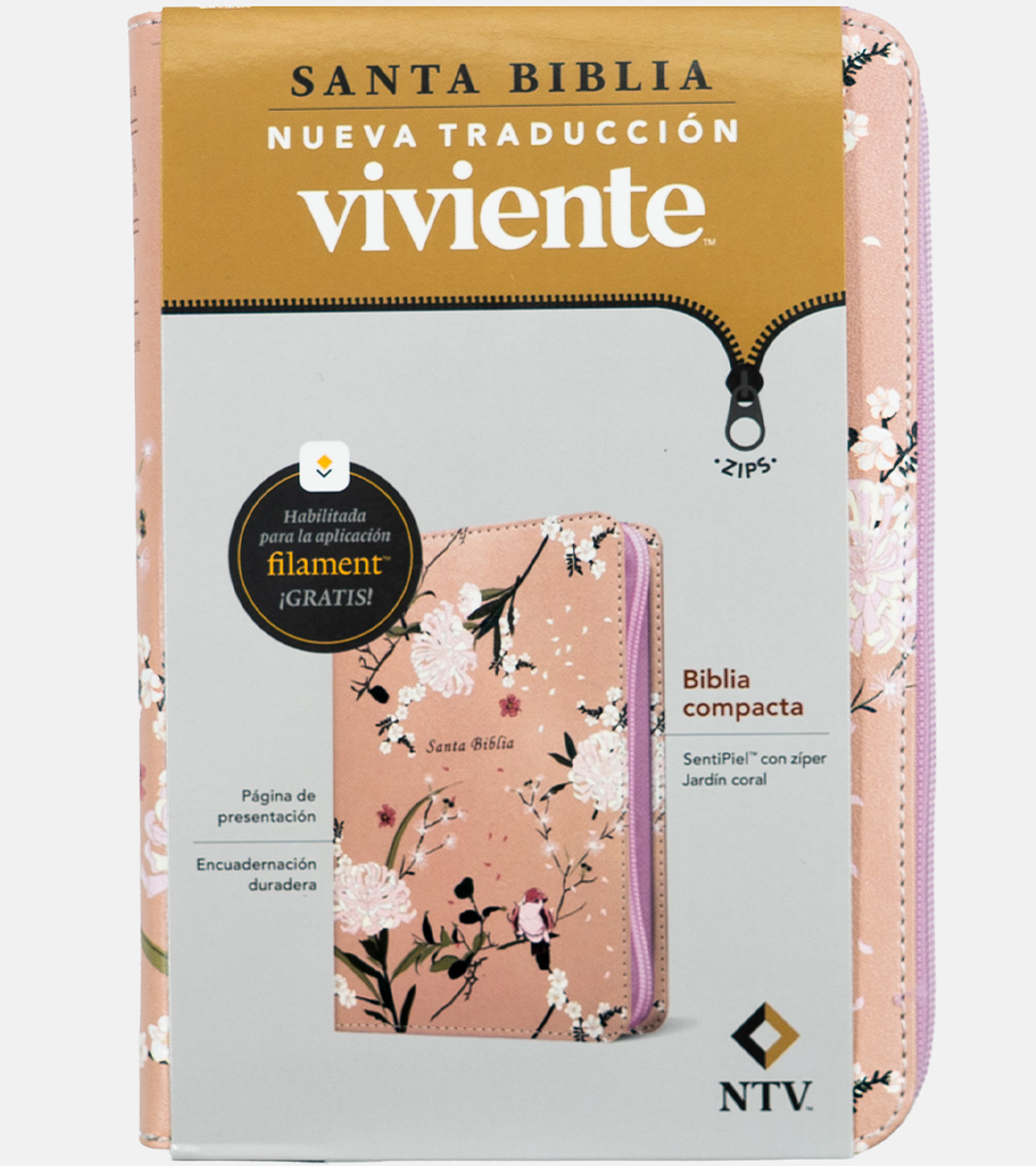 Santa Biblia NTV Compacta Con Cierre – Imitacion Piel Jardin Floral - Filament - Image 2