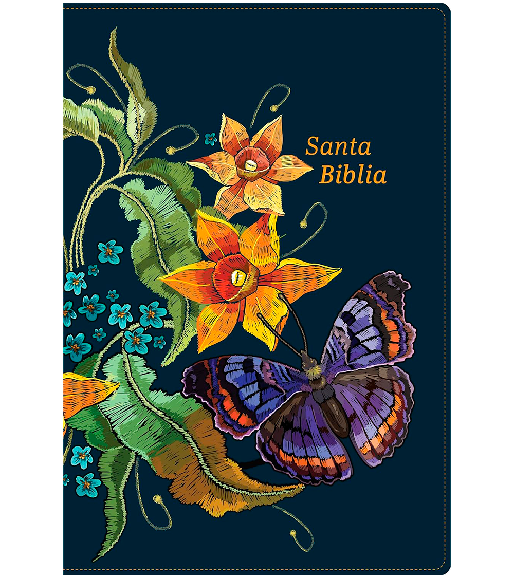 Biblia letra grande RVR 1960 Tamaño Manual – Imitacion Piel Floral Azul