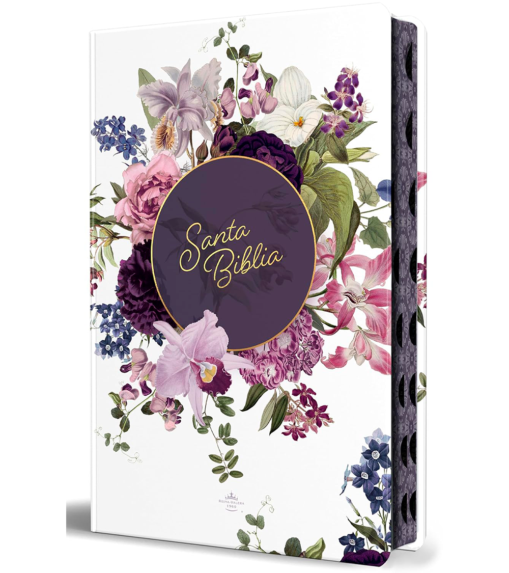 Biblia Letra Grande Tamaño Manual – RVR 1960 Tapa Dura Jardin de Flores Blanco