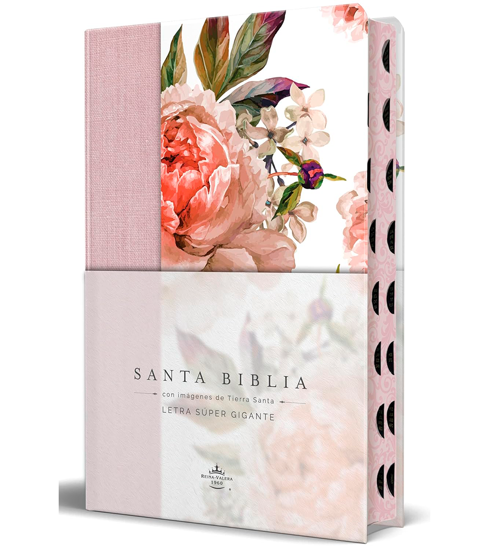 Biblia Letra Super Gigante – RVR 1960 Tapa Dura Flores Rosa Con Indice