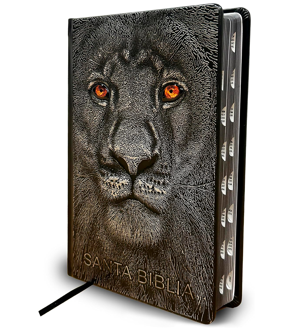 Biblia letra grande tamaño manual – RVR 1960 tapa dura leon de juda plata con indice