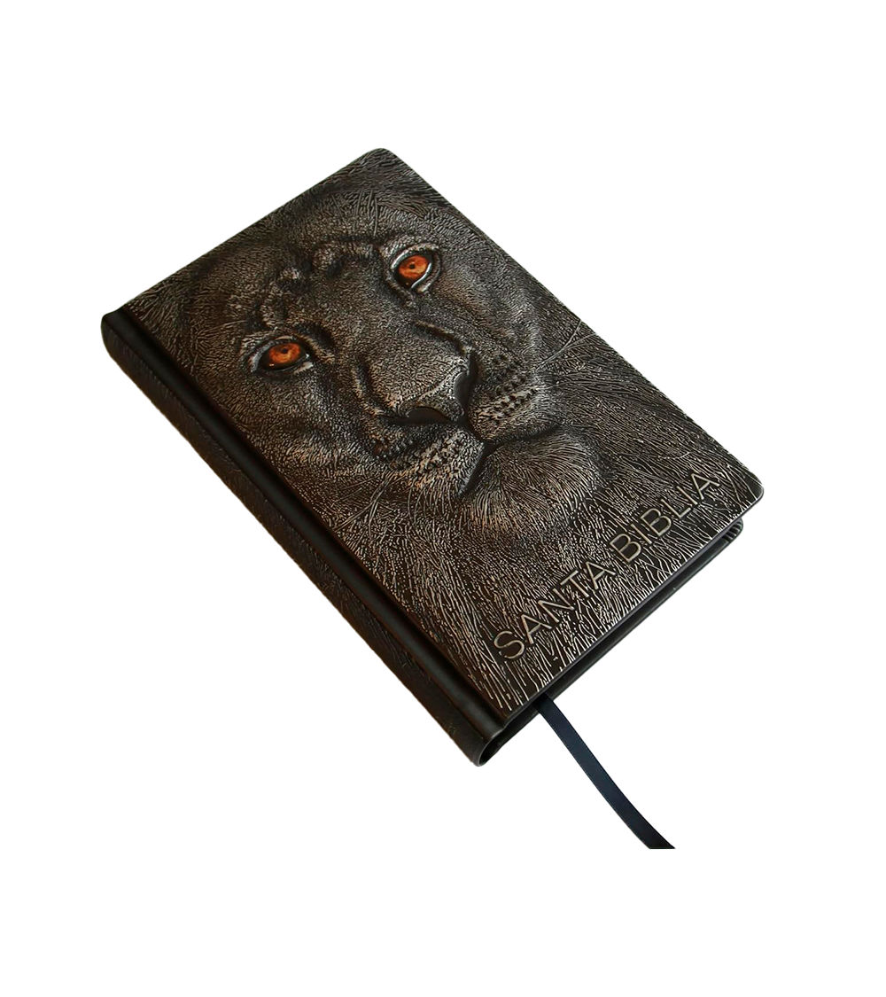 Biblia letra grande tamaño manual – RVR 1960 tapa dura leon de juda plata con indice - Imagen 4