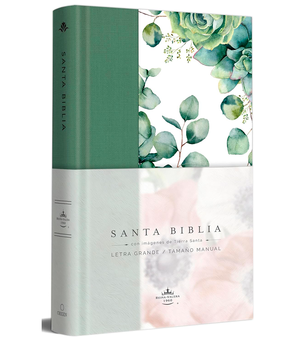Biblia Letra Grande Tamaño Manual - RVR 1960 Tapa Dura Verde Flores