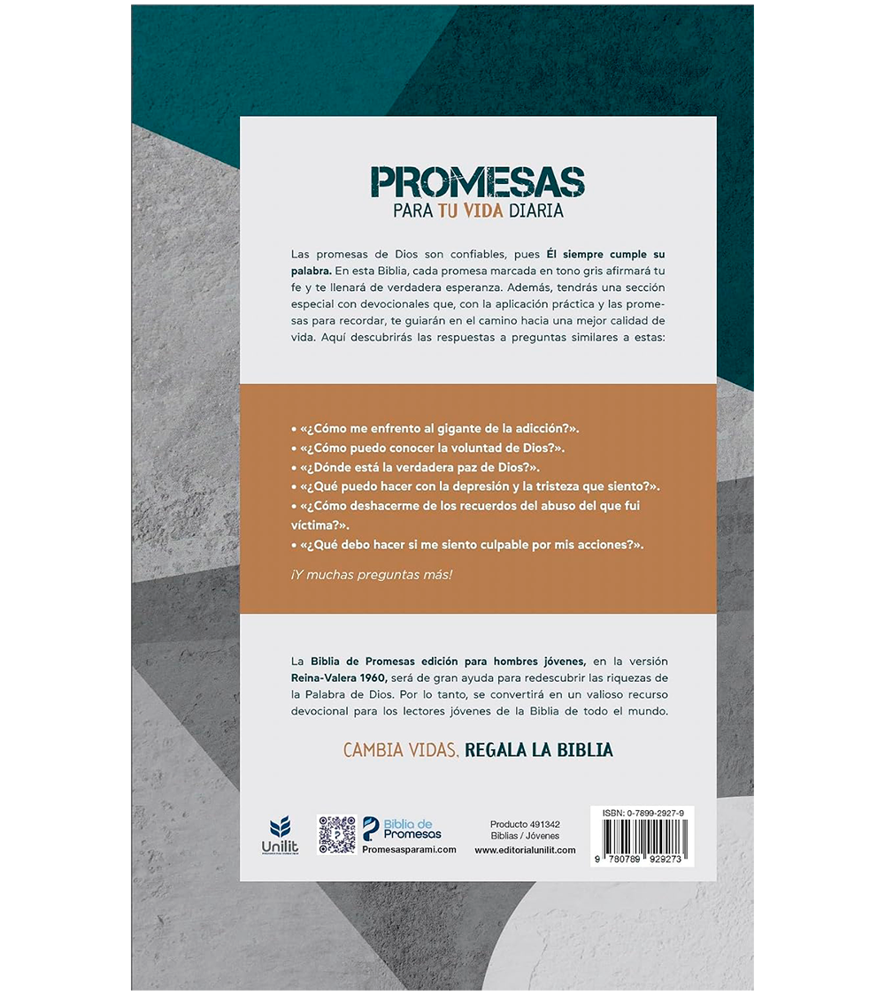 Biblia De Promesas Edicion Para Hombres Jovenes RVR 1960 – Tapa Dura Gris - Imagen 2